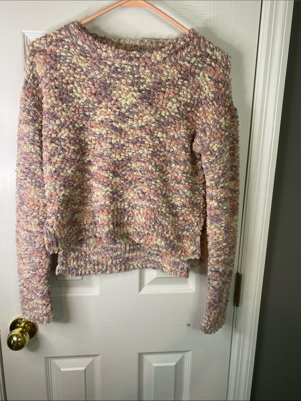 Candie's Multicolor Pastel Bouclé Crewneck Sweater Pullover SizeXSmall.